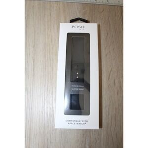 Posh Tech Black Silicone Watch Band for Apple Watch 44 45 46 49mm NIB